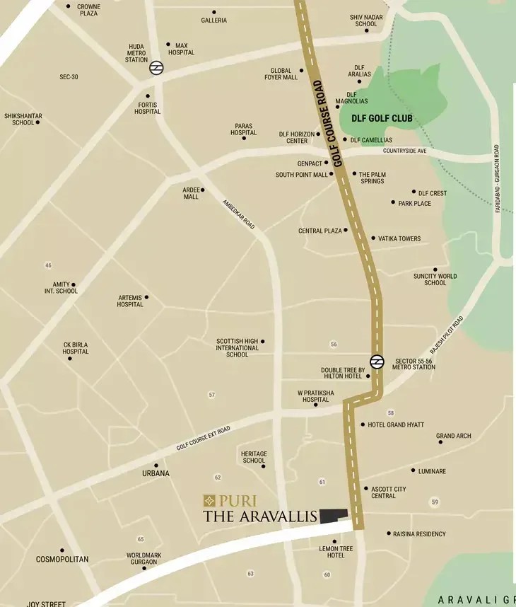 Puri The Aravallis  Location Map